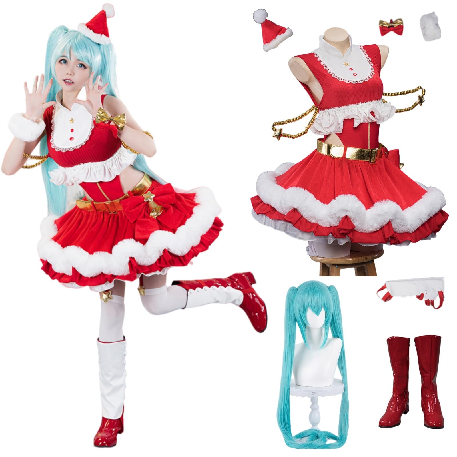 Amazon.co.jp: [CHIASA] サンタ コスプレ 初音ミク サンタ風 コスプレ