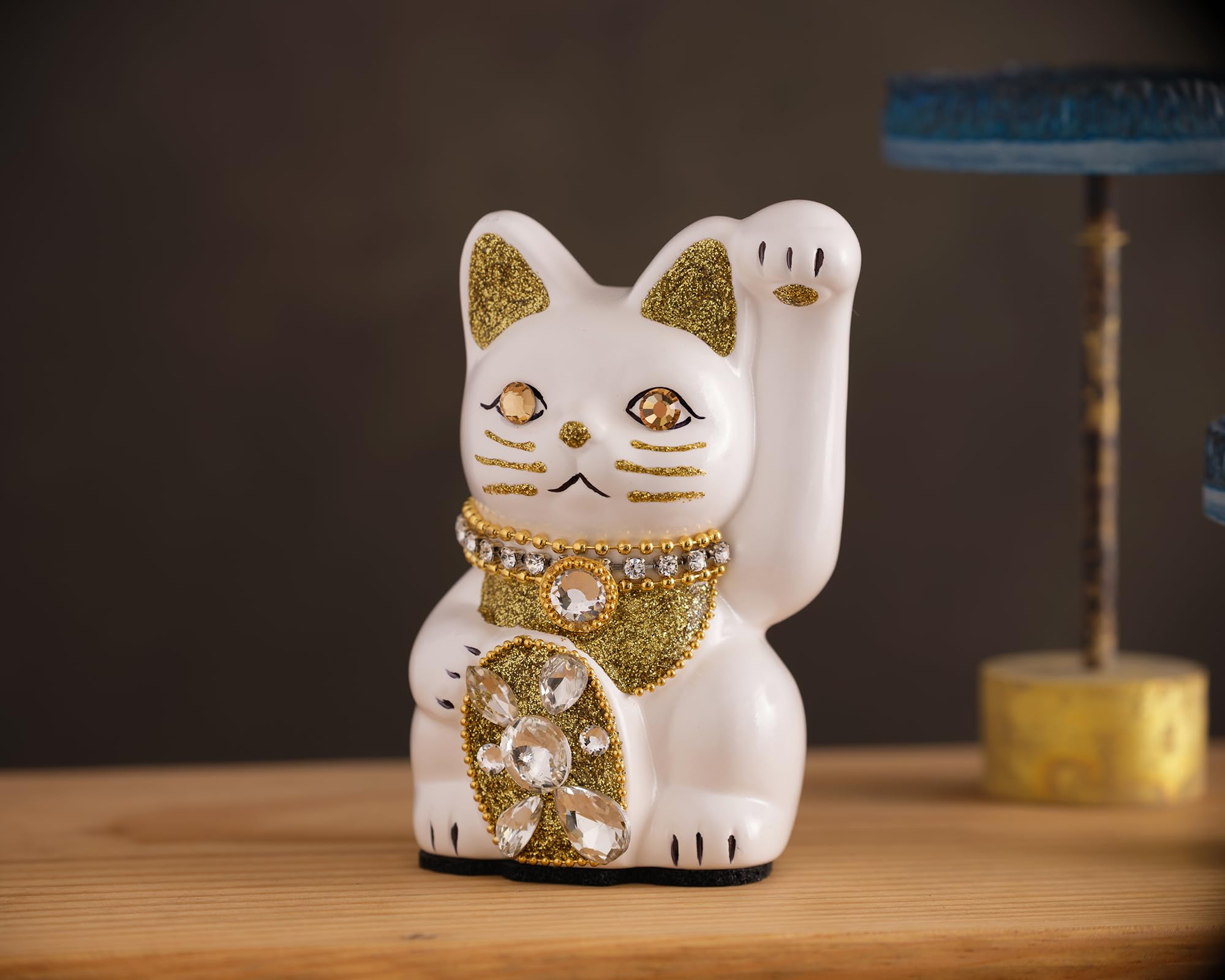 Amazon.co.jp: ご縁猫 ジュエリーキャット(S-SIZE 白 White）左手あげ