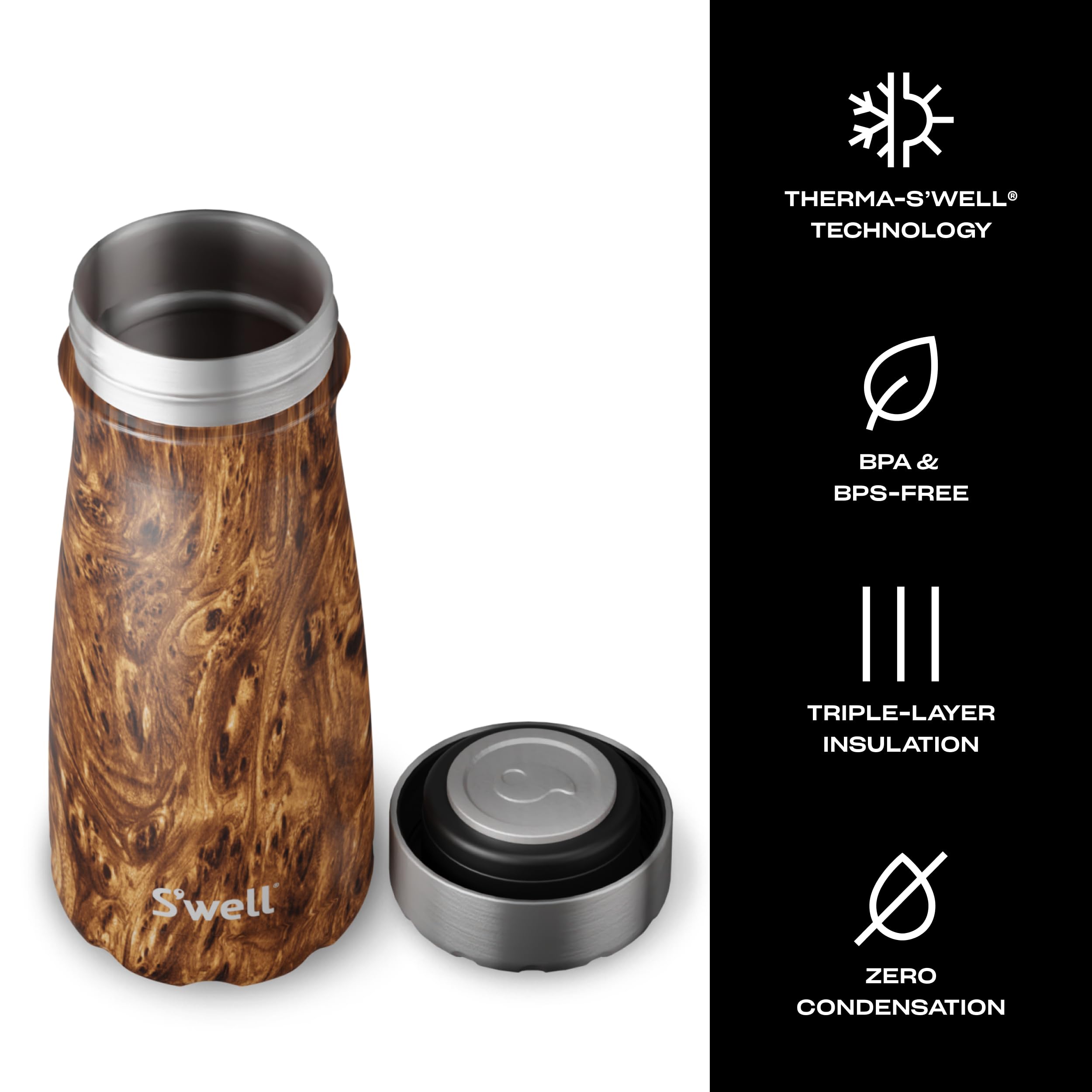 Amazon.com: S'well Stainless Steel Traveler, 16oz, Teakwood