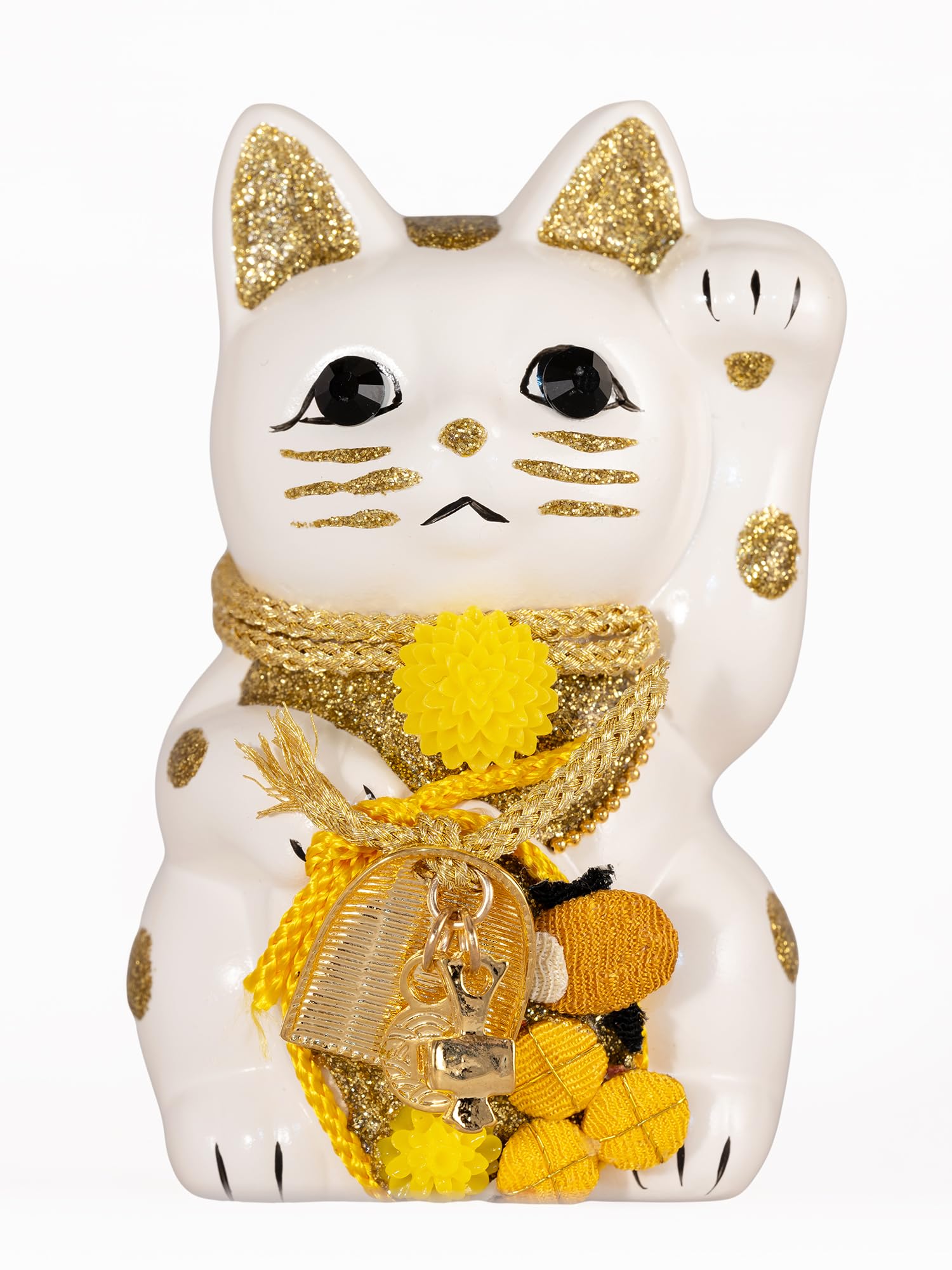 Amazon.co.jp: ご縁猫 福あつめ(S-SIZE 白 White）左手あげ/陶器