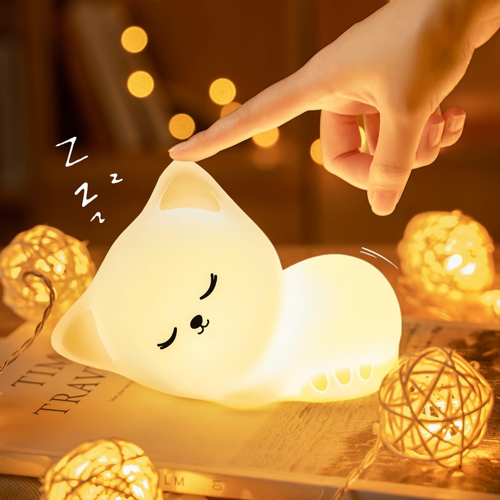 Amazon.co.jp : 子供用ナイトライト、16色の猫ランプかわいいランプ