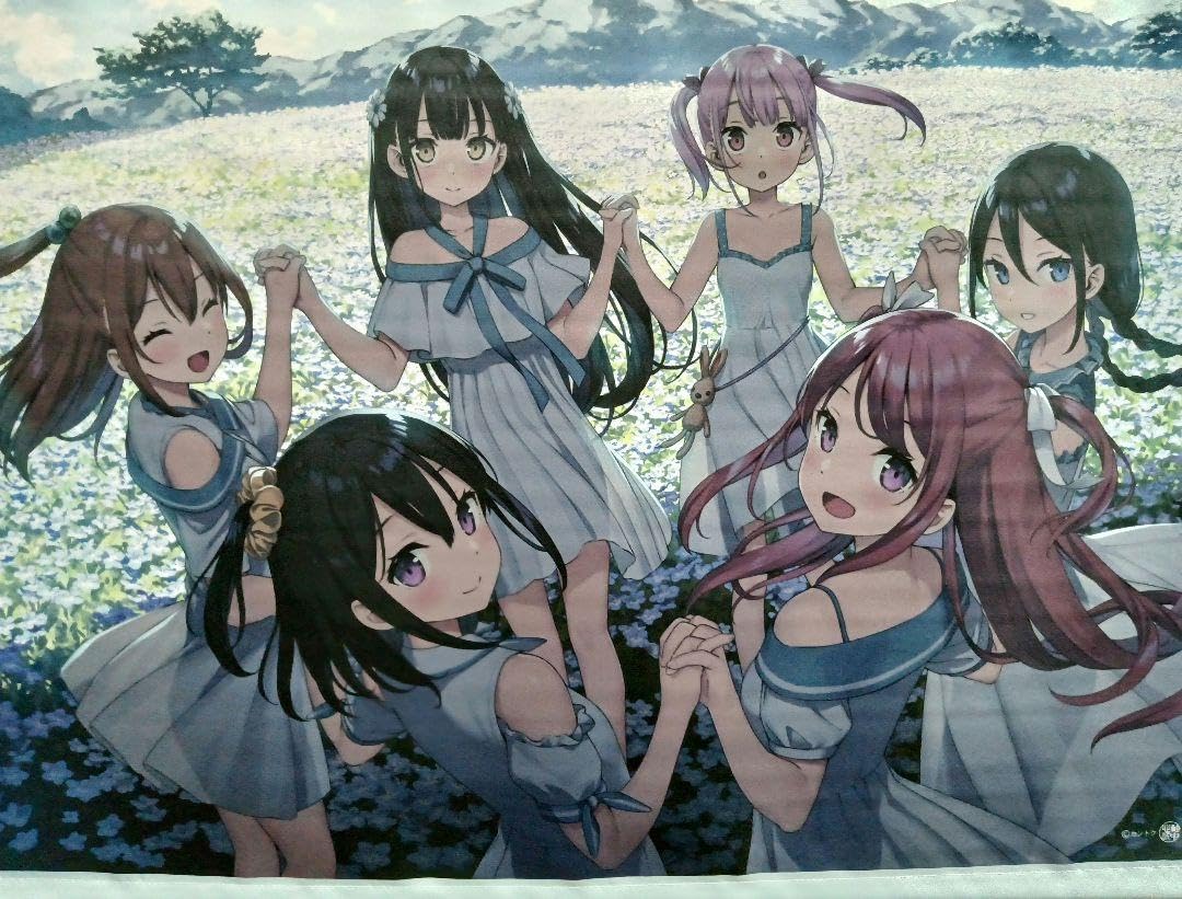 カントク 直筆サイン入複製原画 ジークレー 少女達とネモフィラの花畑