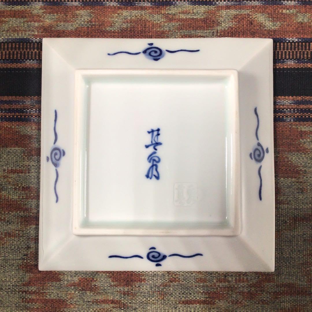 有田焼 其泉窯 伊良保山水焼物皿揃 貝山作 角皿5