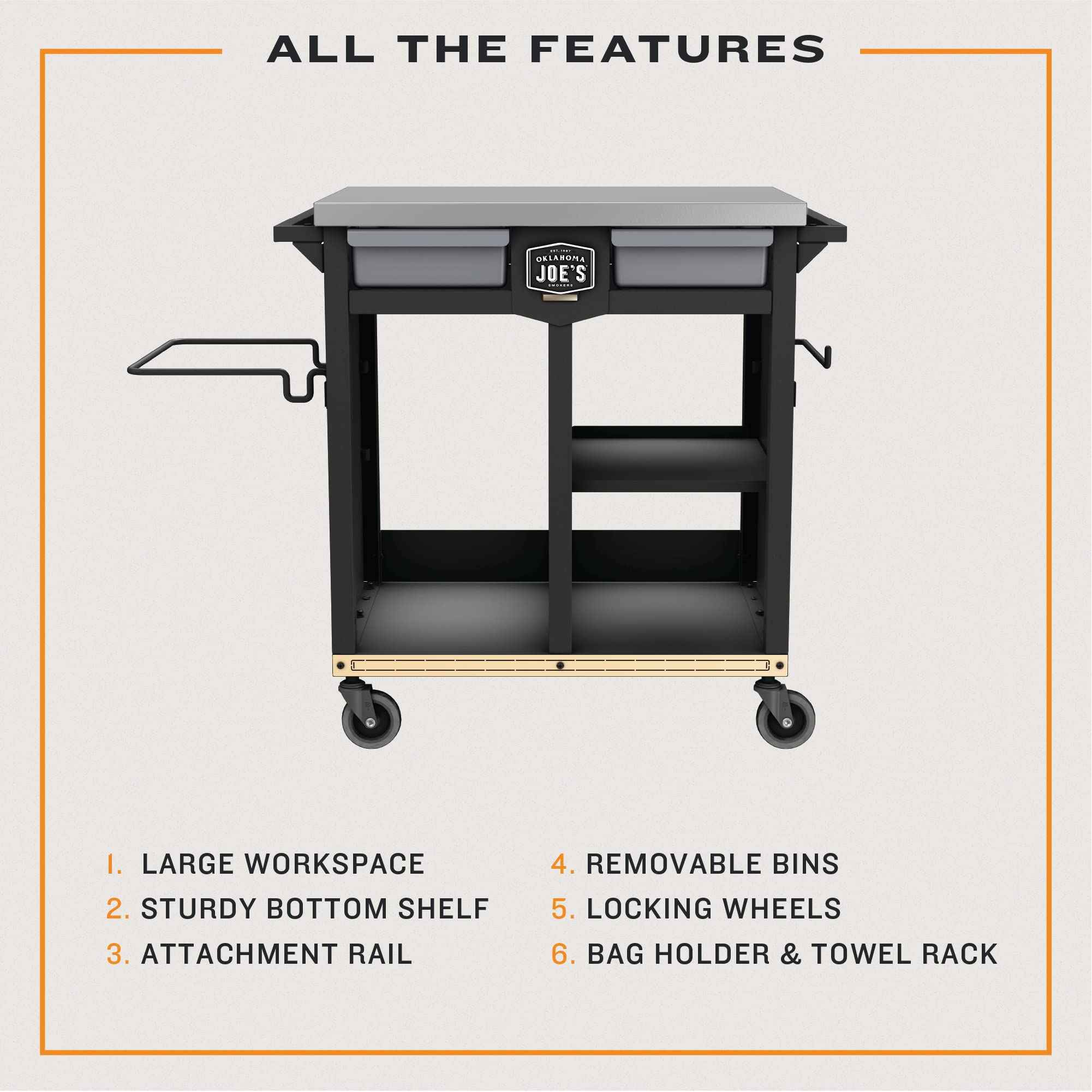 Amazon.com: Oklahoma Joe's Workstation Prep & Storage Cart