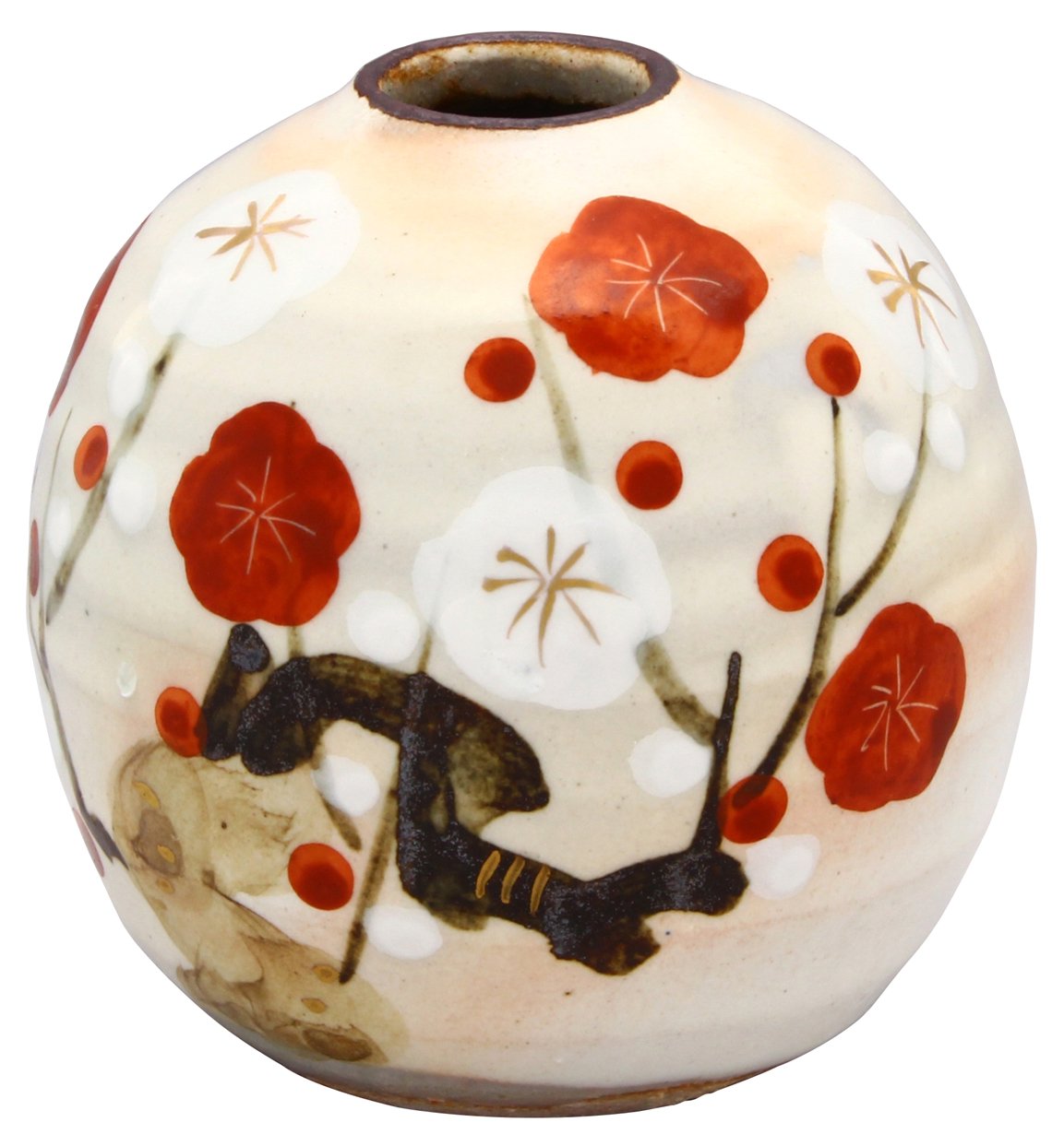 Amazon.co.jp: 京焼 清水焼 俊山窯 豆花瓶 (化粧箱入) 色絵五草花 梅