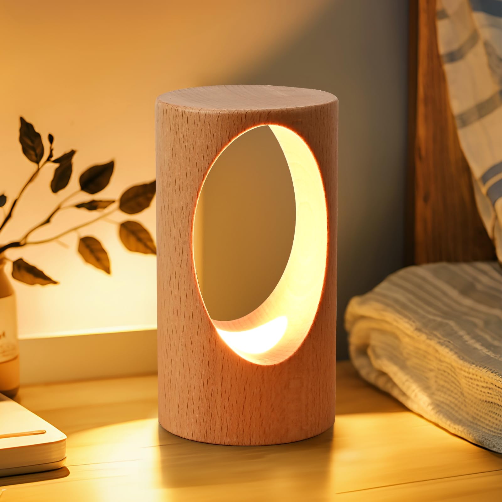 Amazon.co.jp : LEDの木製の電気スタンド、寝室のベッドサイドのナイト