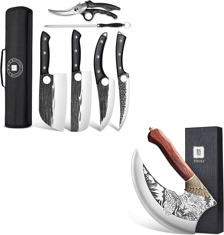 Amazon.com: TIVOLI Professional Butcher Knife Set&Ulu Knife 9-inch