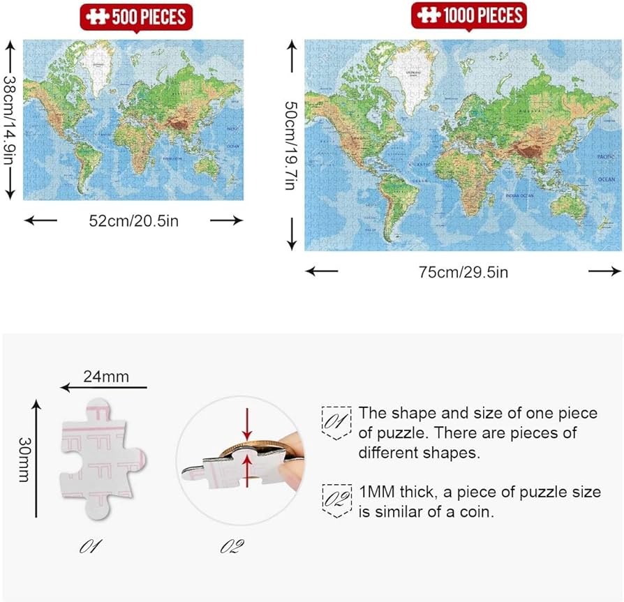 Amazon | MAKIKU 500ピース ジグソーパズル 38*52cm 世界地図 マップ