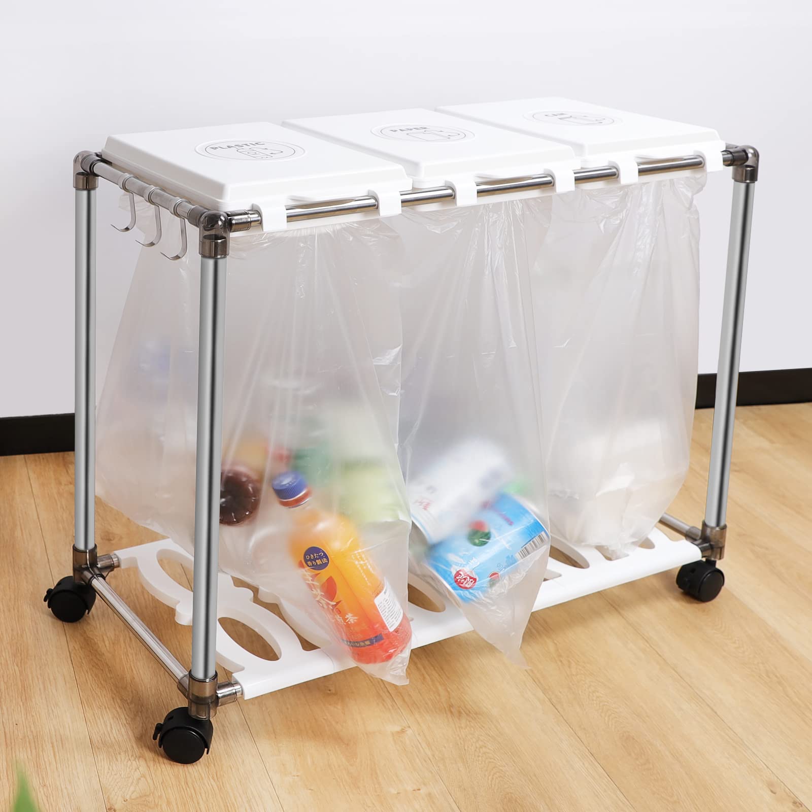 Amazon｜【30L×3分別】ゴミ袋ホルダー 分別 ゴミ箱 キャスター付き 20L