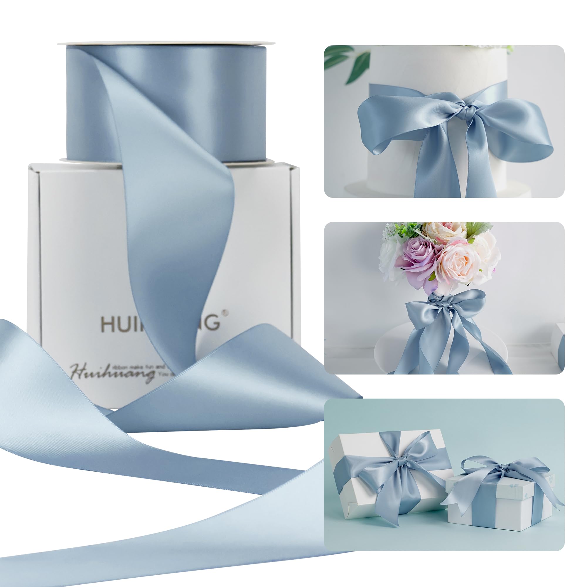 Amazon.com: HUIHUANG French Blue Ribbon 2 inch Wide Double-Faced