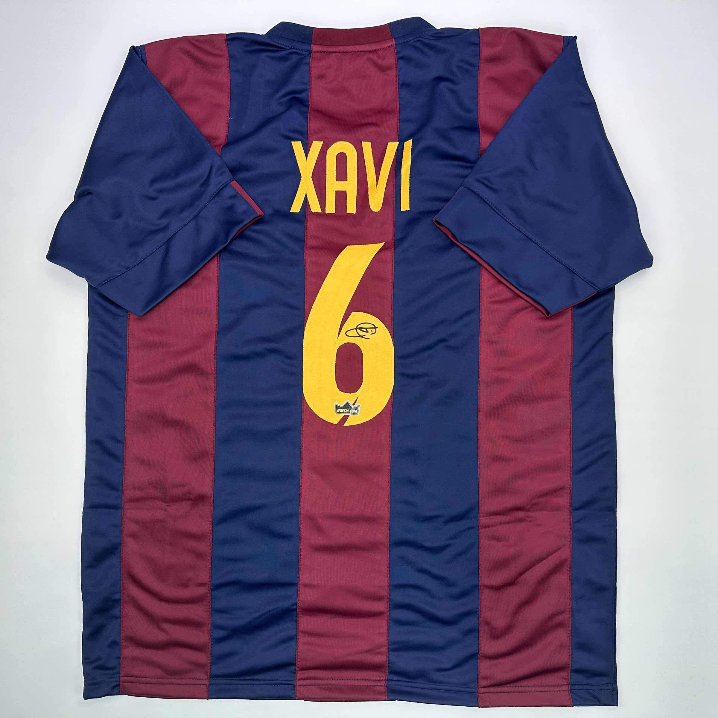 Facsimile Autographed Xavi Hernandez FC Barcelona Blue/Red Reprint