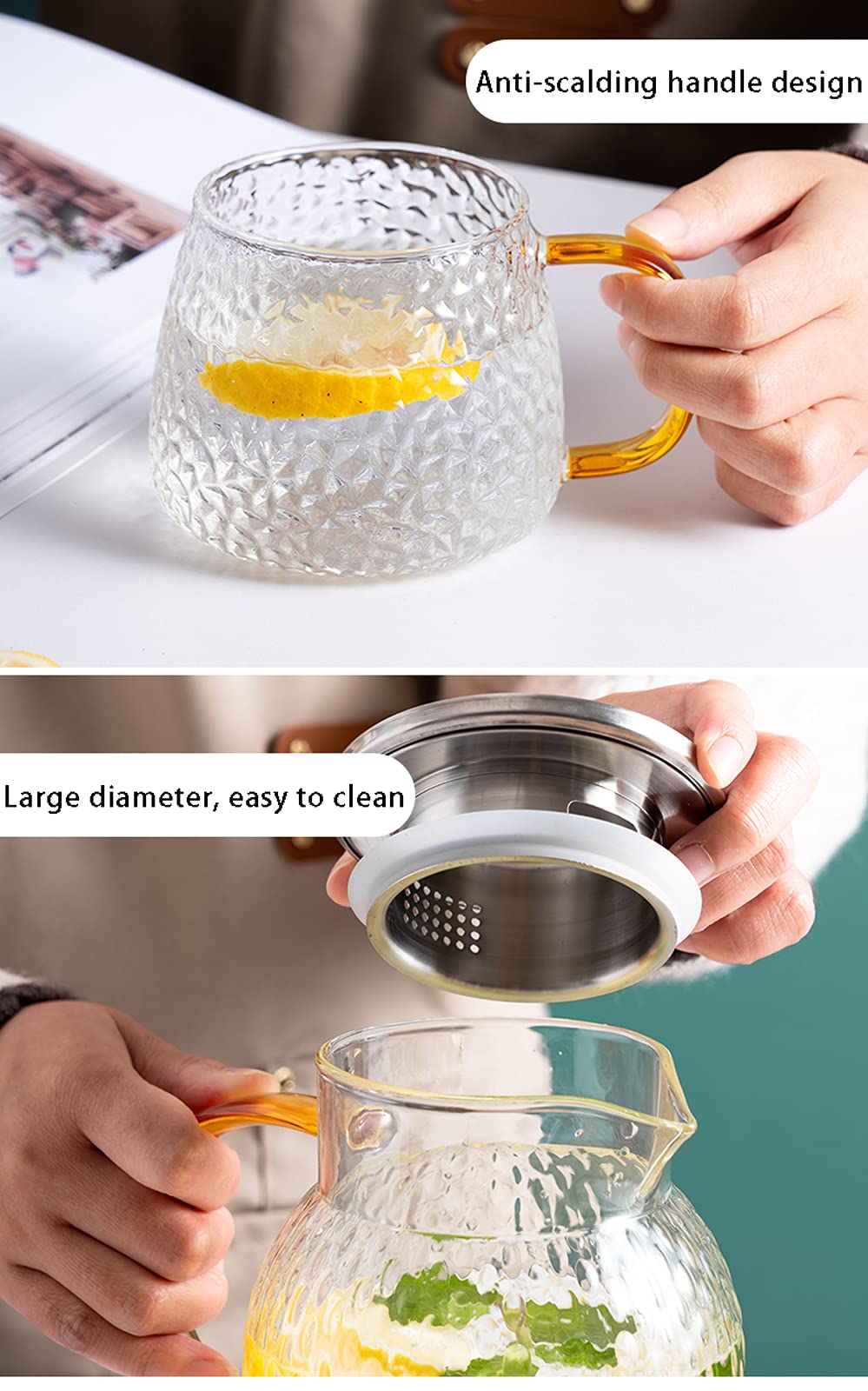 Amazon｜Hanxiaolong 耐熱 ガラスピッチャー 1500ml 直火可 麦茶