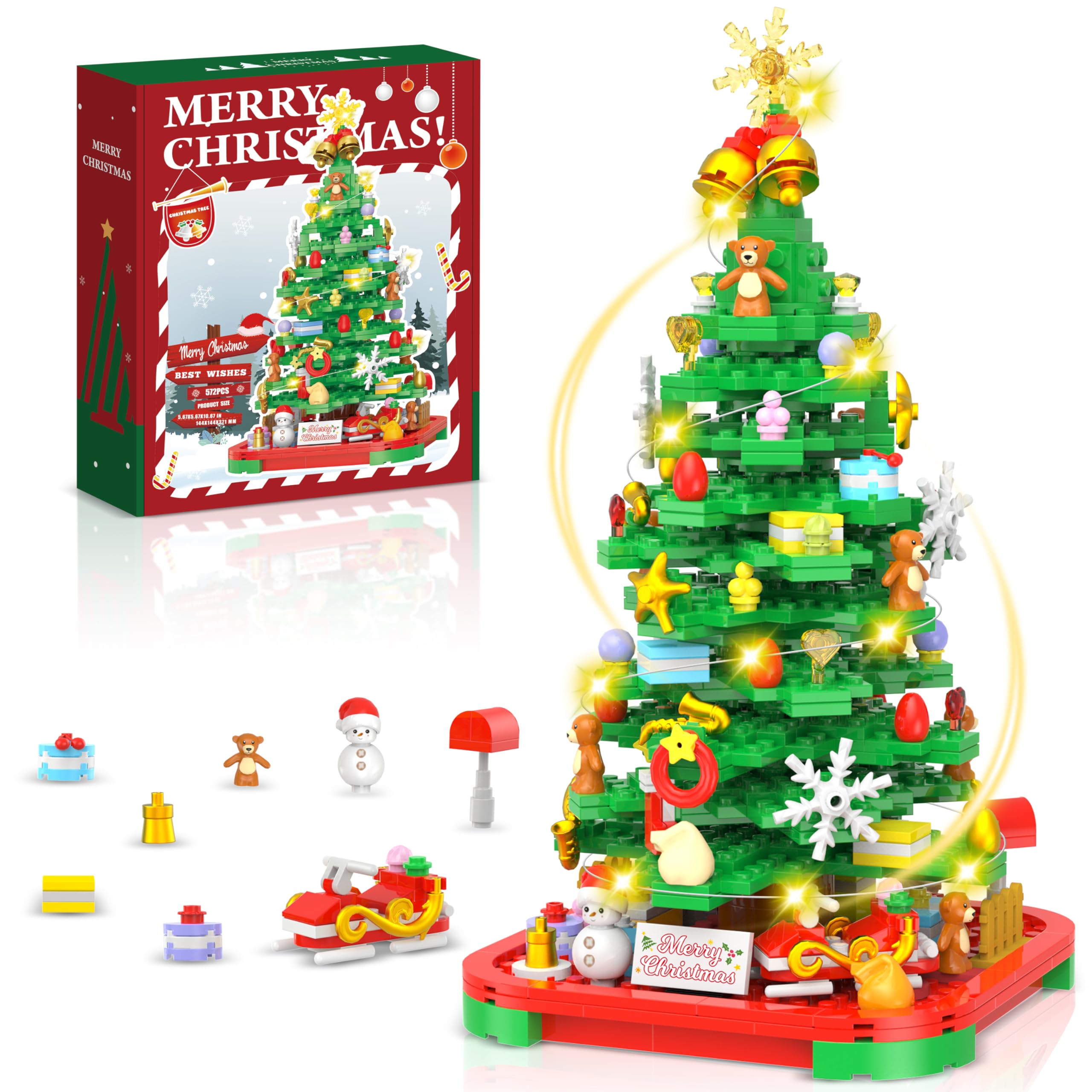 Amazon.co.jp: Alagoo クリスマスツリービルディングブロックキット
