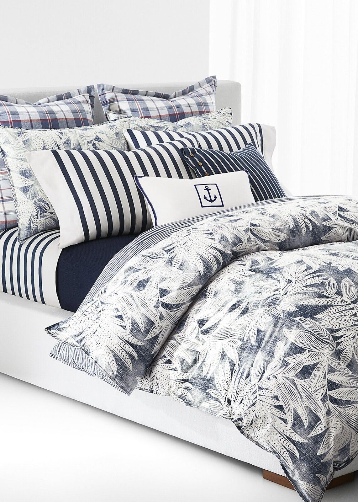 Amazon.com: Lauren Ralph Lauren Evan Blue Palm Floral Stripe 3 Pc