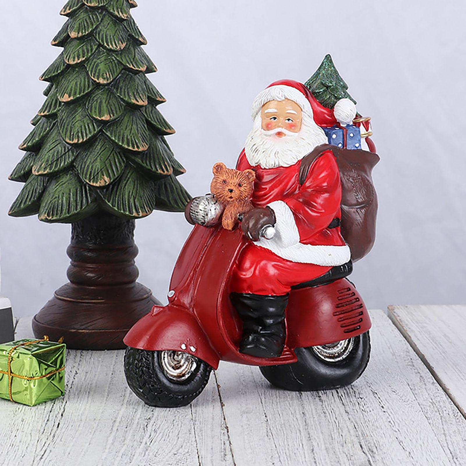 Amazon.co.jp: クリスマスの装飾、サンタのオートバイの像、お祝いの