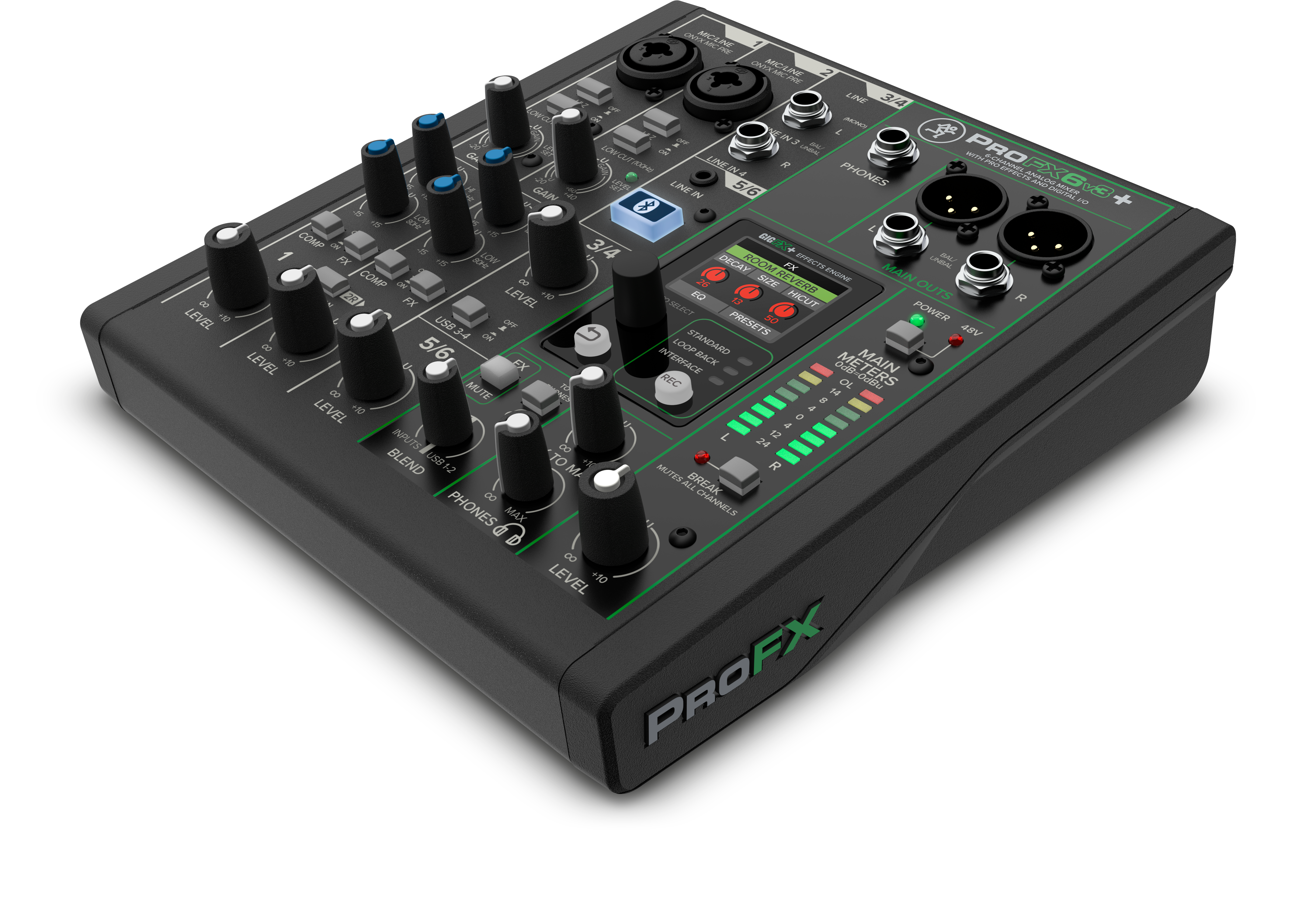 6チャンネルアナログミキサー WITH Enhanced FX、USBレコーディング