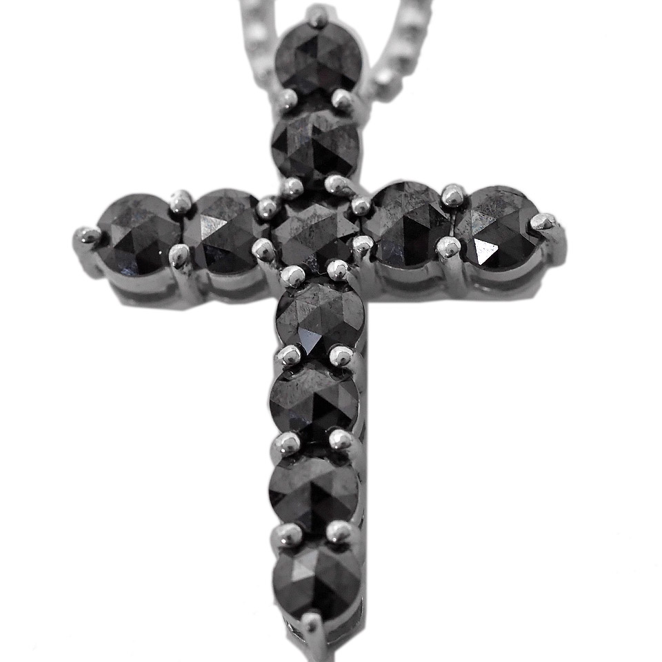 ブラックダイヤ ダイヤモンドネックレス K18WG 1.00ct ホワイト