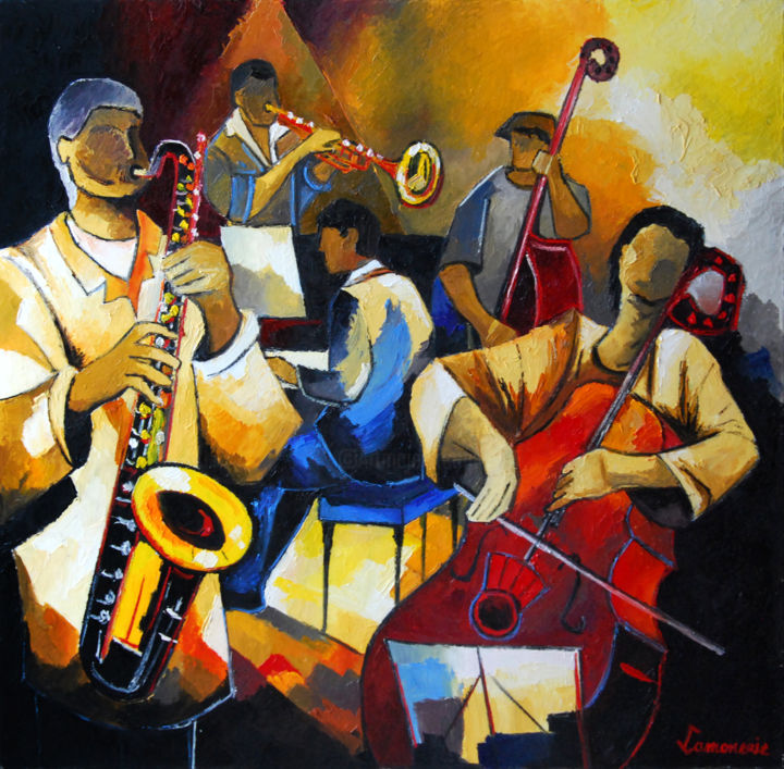Jazz 9, Painting by Bernard Lamonerie | ArtMajeur