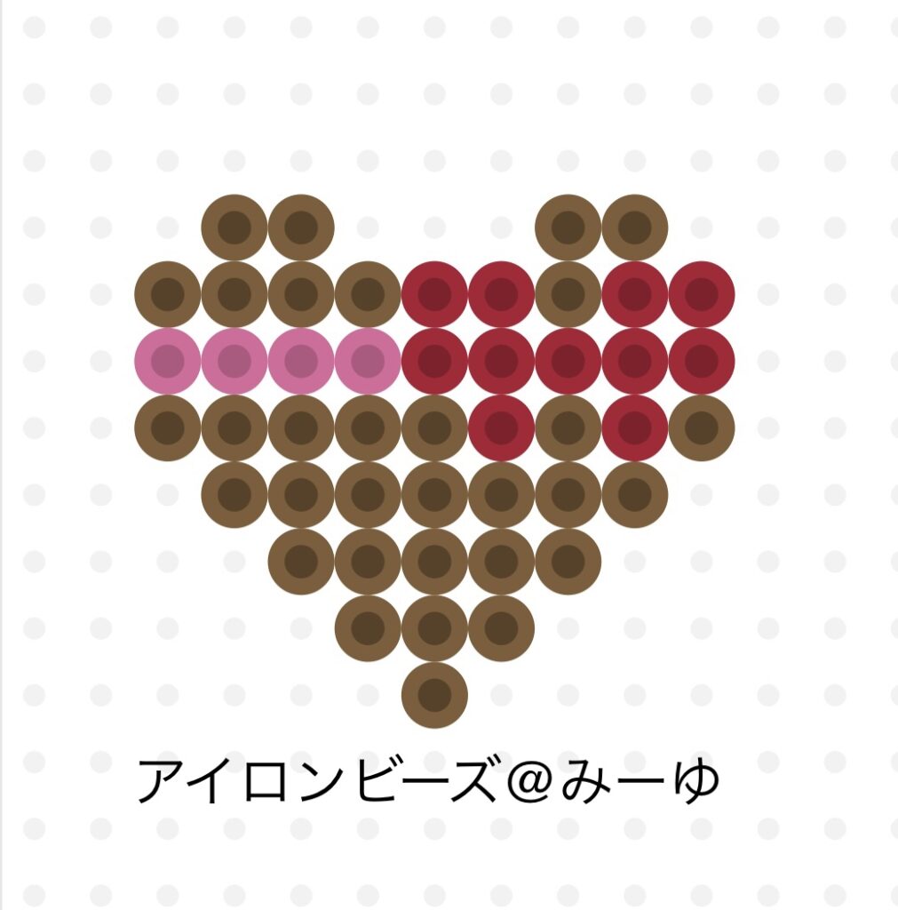 アイロンビーズ図案 バレンタイン ラッピングチョコハート | アイロン