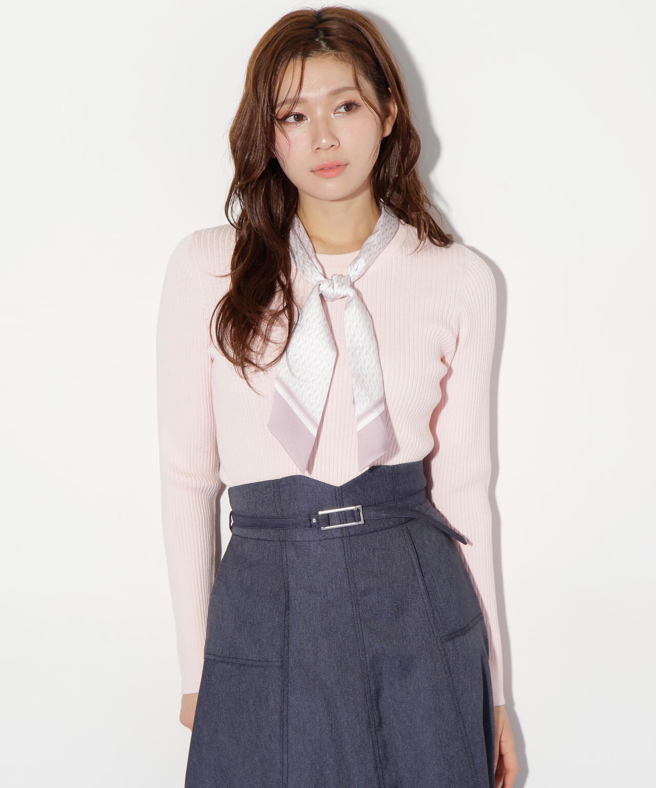 幾何チェック柄スカーフ付きリブニット | JILL by JILL STUART（ジル