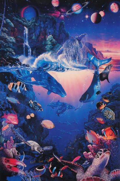 海の絵画をミクストメディアの版画で制作したクリスチャン・リース