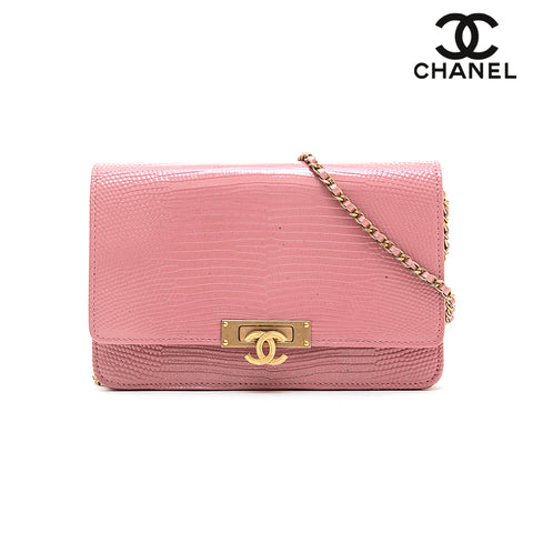シャネル CHANEL エキゾチックレザー ラメ チェーンウォレット