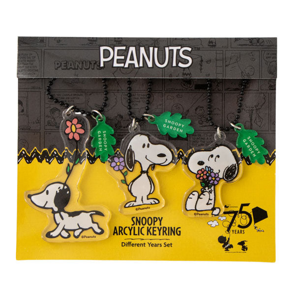 SNOOPY GARDEN アクリルキーリングセット（75周年時代別スヌーピー）