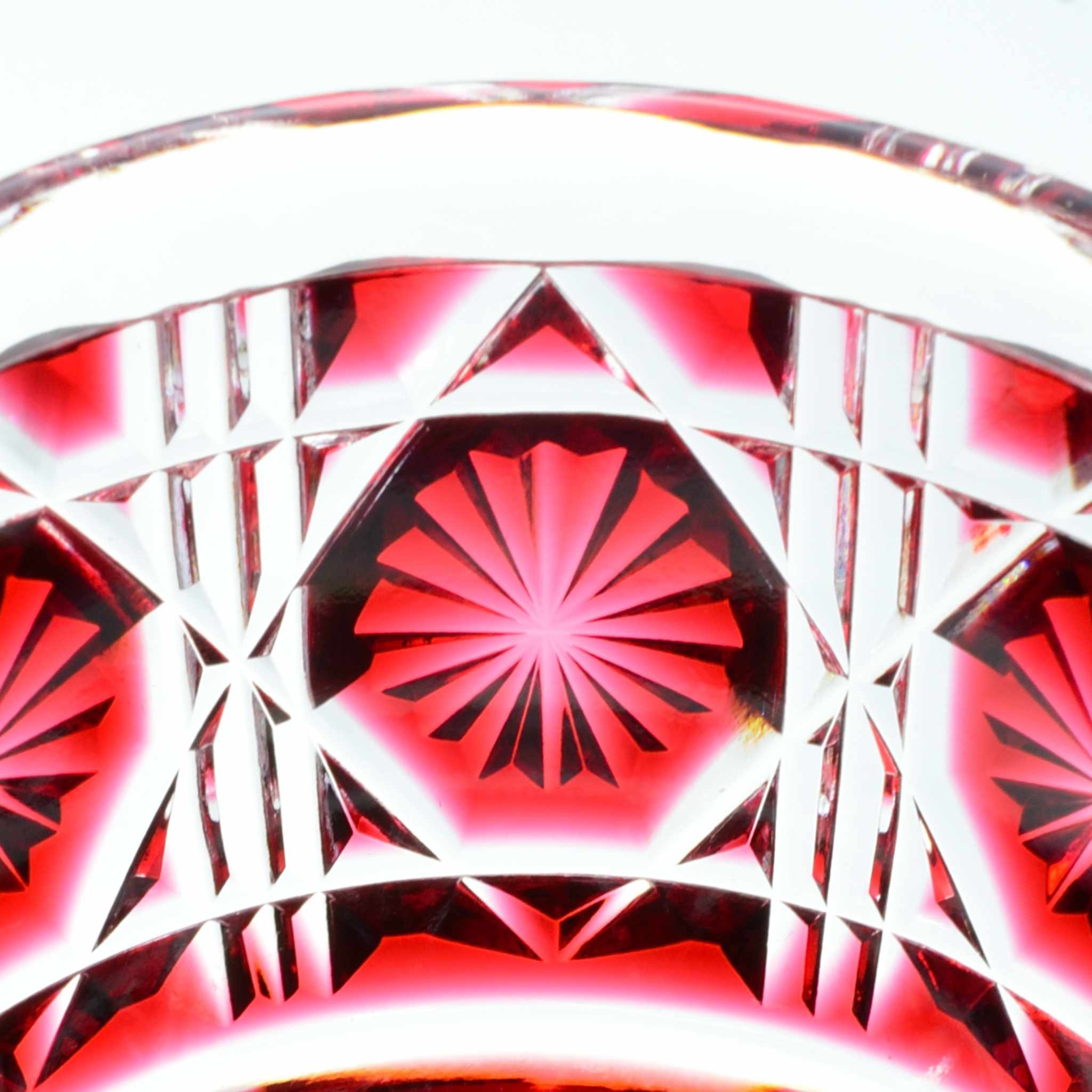 Satsuma Kiriko Large Red Sake Cup – Handcrafted Crystal Elegance