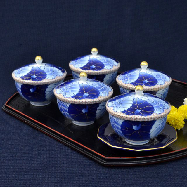 愁海棠】高級蓋付湯のみ5客セット|有田焼の老舗-香蘭社オンラインショップ