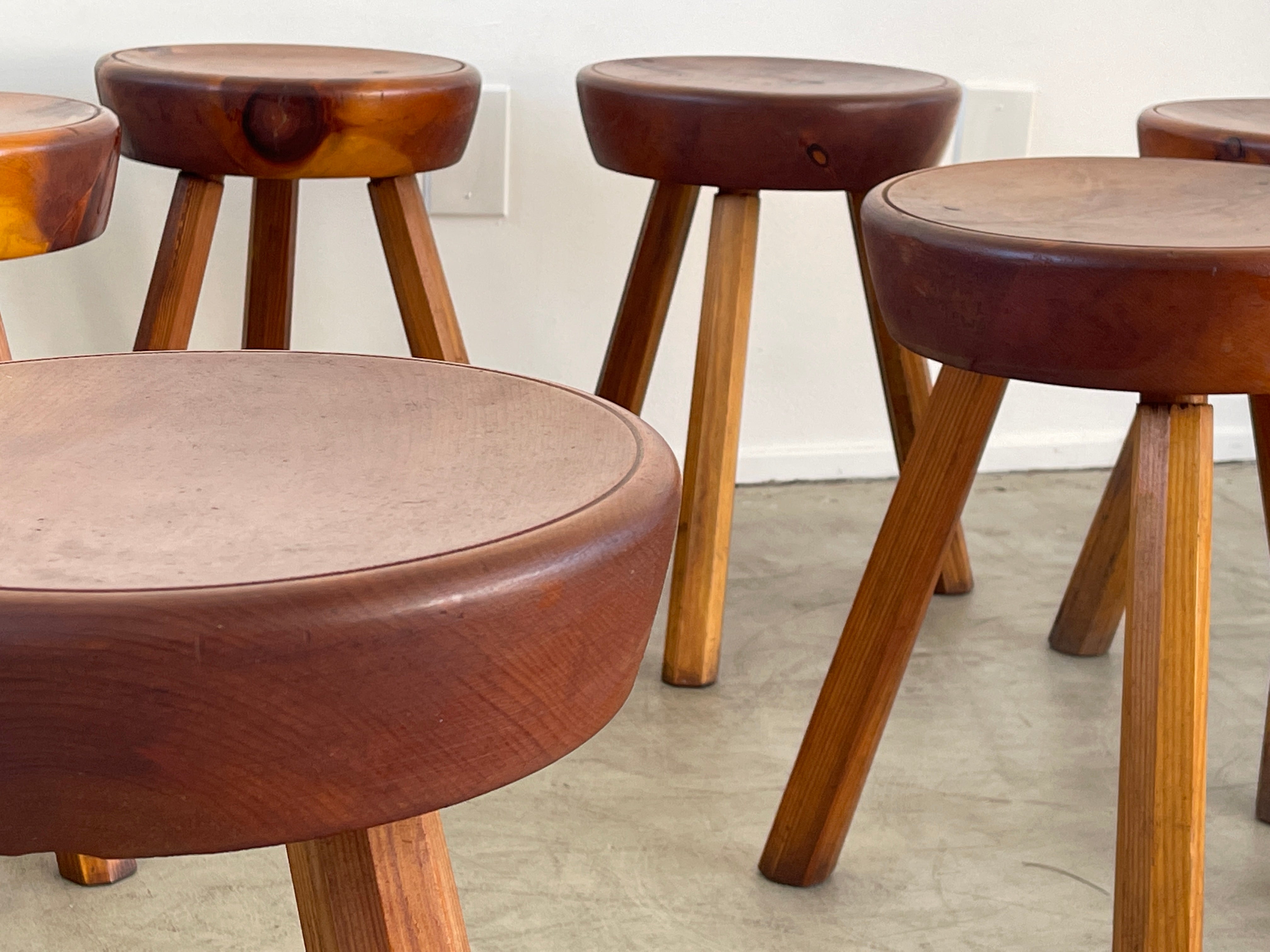 French Tripod Stools - Orange Furniture Los Angeles