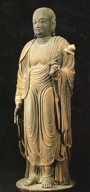 奈良・法隆寺/地蔵菩薩立像(9世紀)】一木造乾漆併用。彩色。内刳りなし