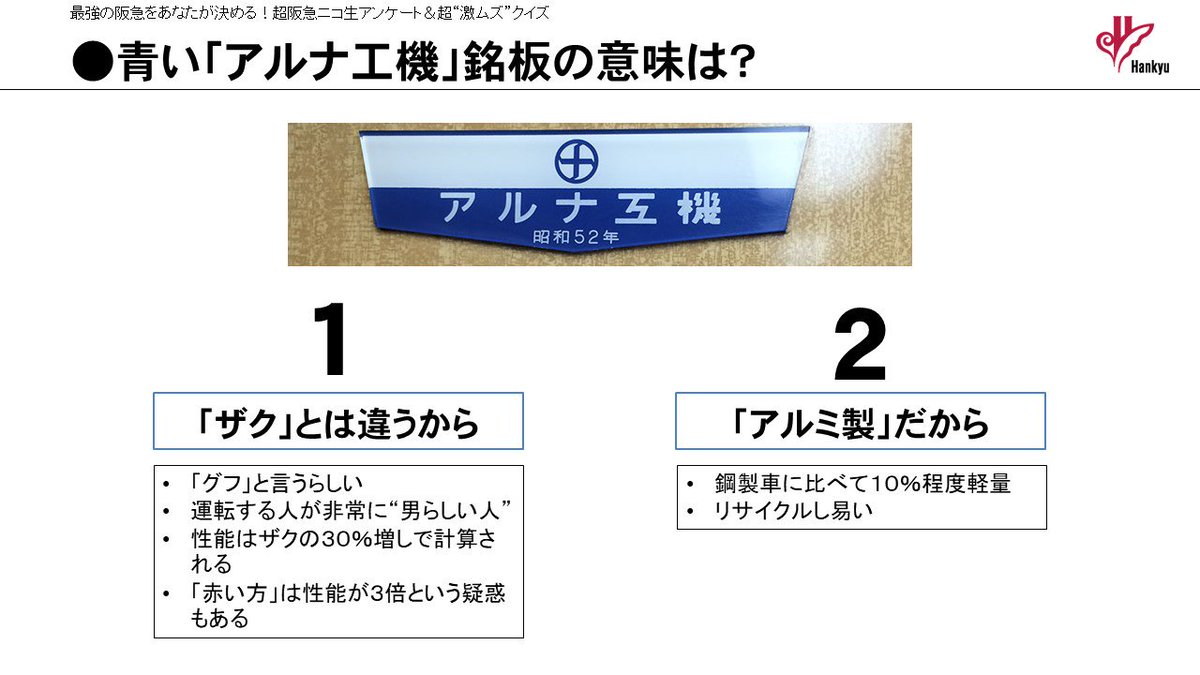 アルミ車両・鋼鉄製車両の違いは、車内の「アルナ工機」の銘板の色でも