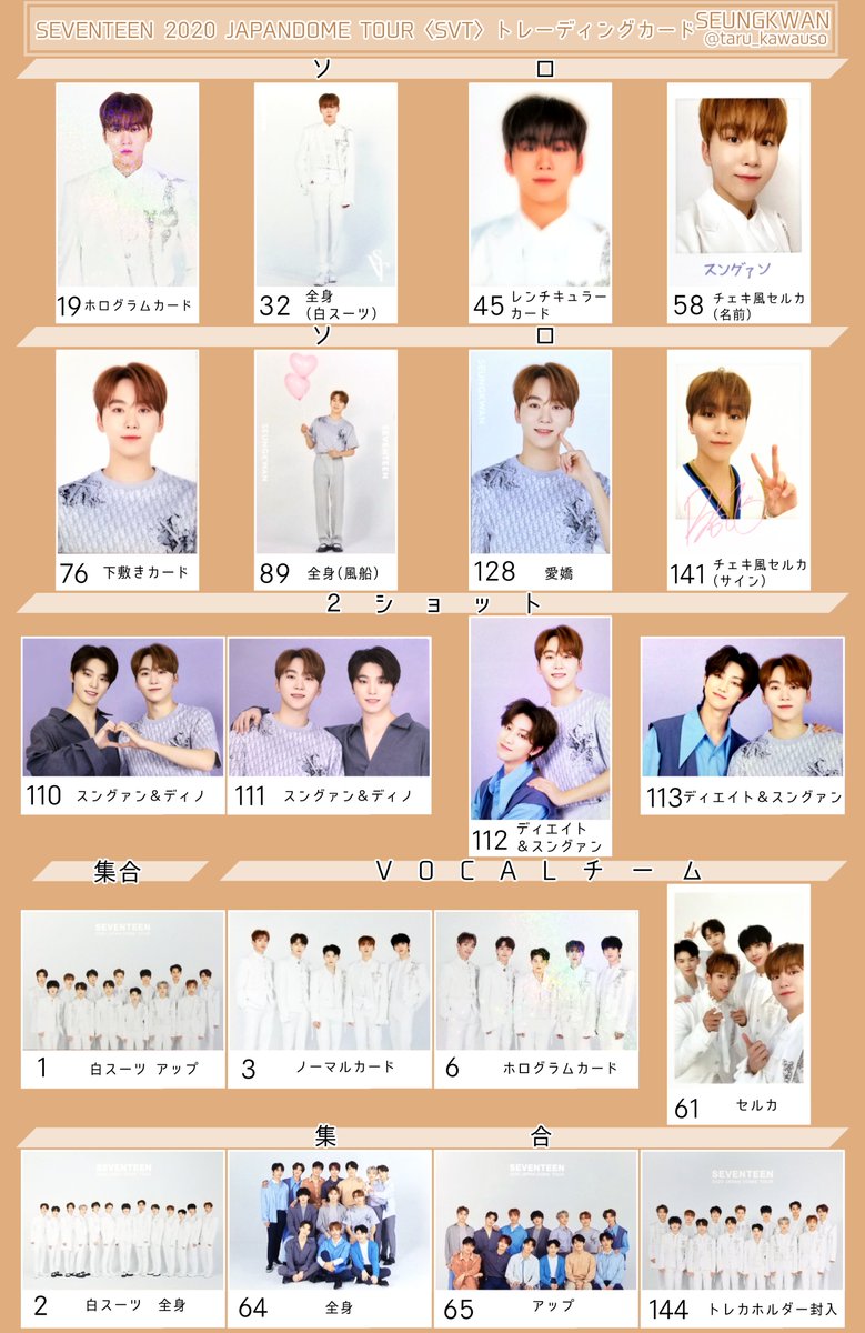 SEVENTEEN セブチ 2020 JAPANDOME TOUR SVT ドームツアートレカ一覧