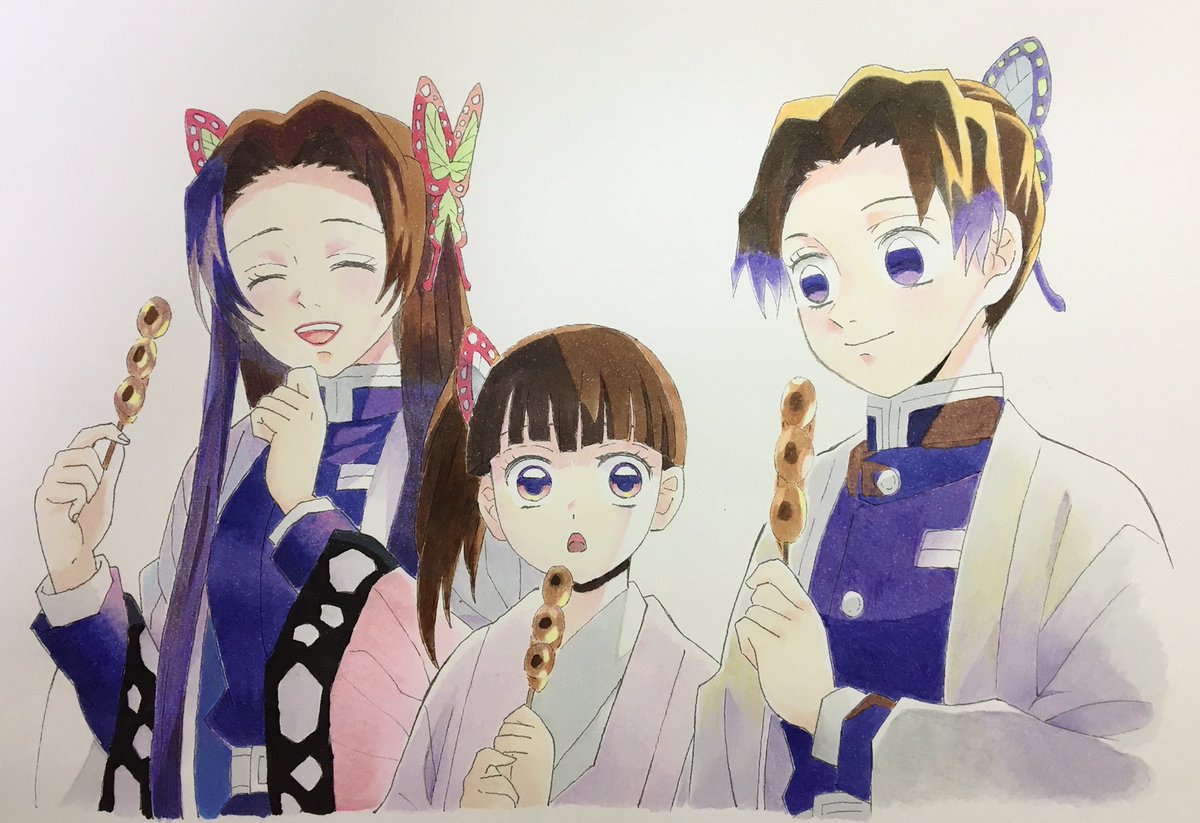 胡蝶三姉妹の夕べ」のイラスト完成しました。 #鬼滅の刃イラスト #模写