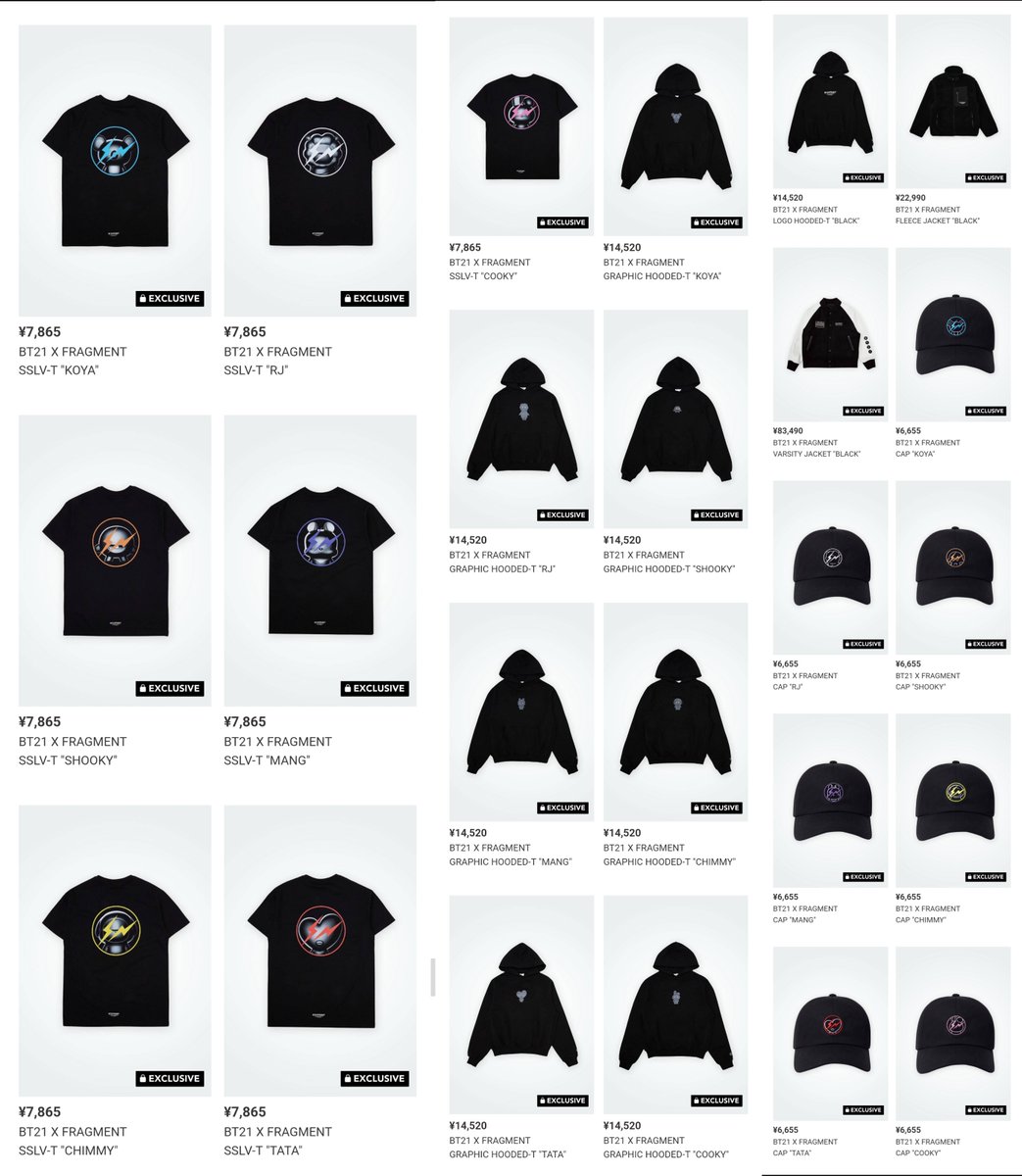 黒★ フラグメント X FRAGMENT★ 【新品】BT21 コンプリート7点
