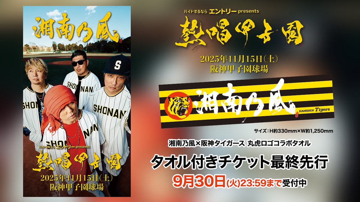 タオル付チケット最終抽選先行受付中！】 関西