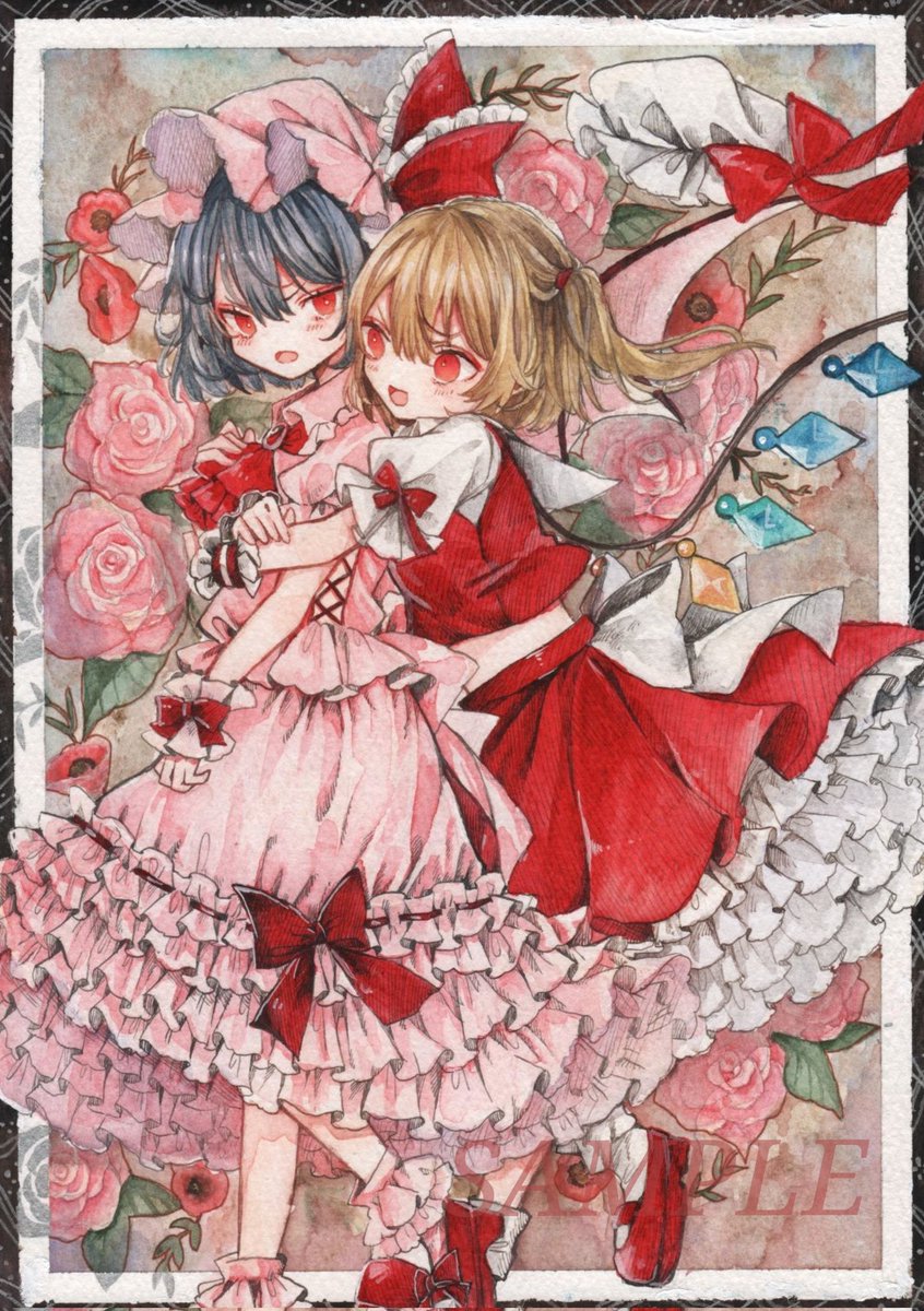 東方「#東方Project #レミリア #フランドール #スカーレット姉妹#水彩