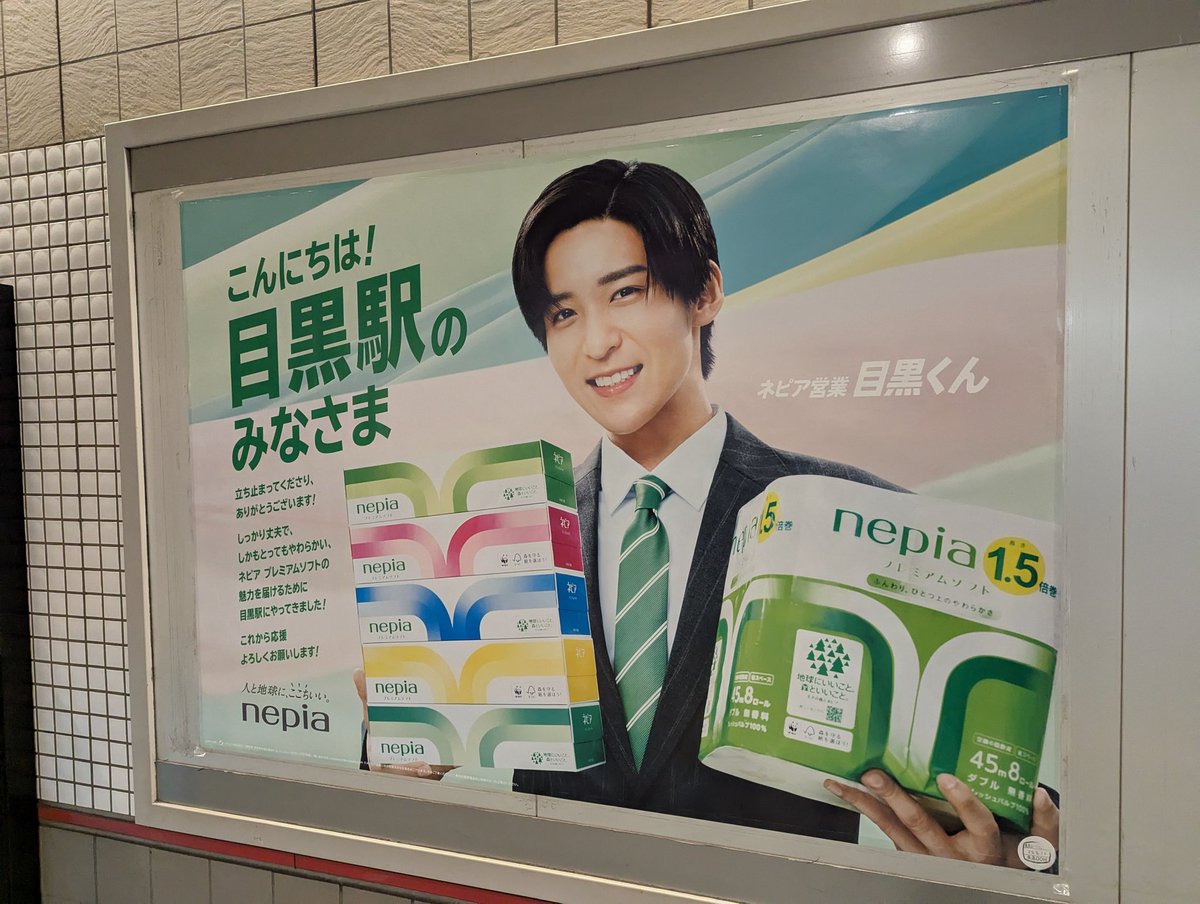 目黒蓮さんを起用した、ネピアの広告。 「ネピア営業 目黒くん