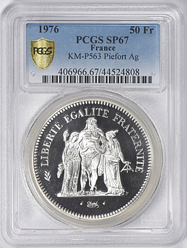 France 1976 Silver 50 Francs Piedfort KM-P563 PCGS SP-67 (Item