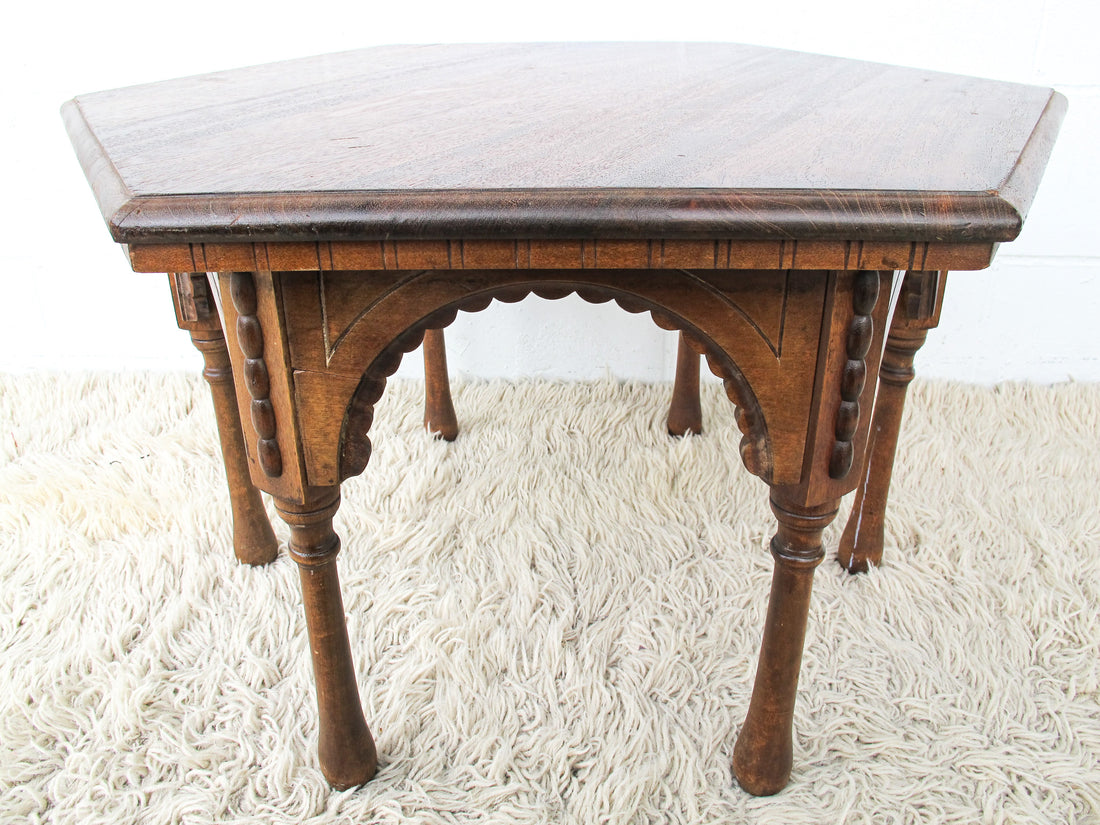 Hexagon Moroccan Indian Carved Wood Coffee Table – Portland Revibe