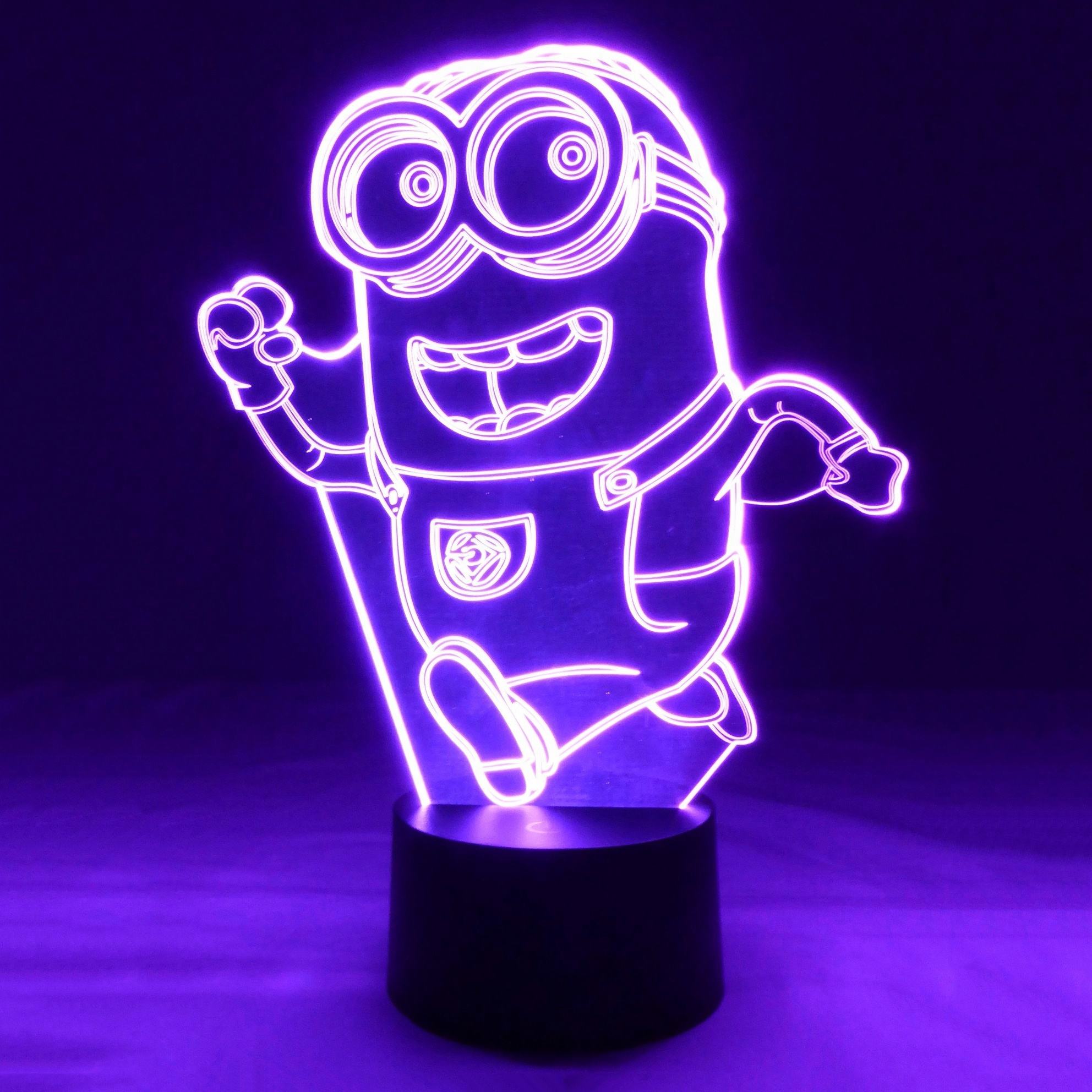 7色変化するベビーナイトライト電球LEDランプ照明3Dランニングミニオン