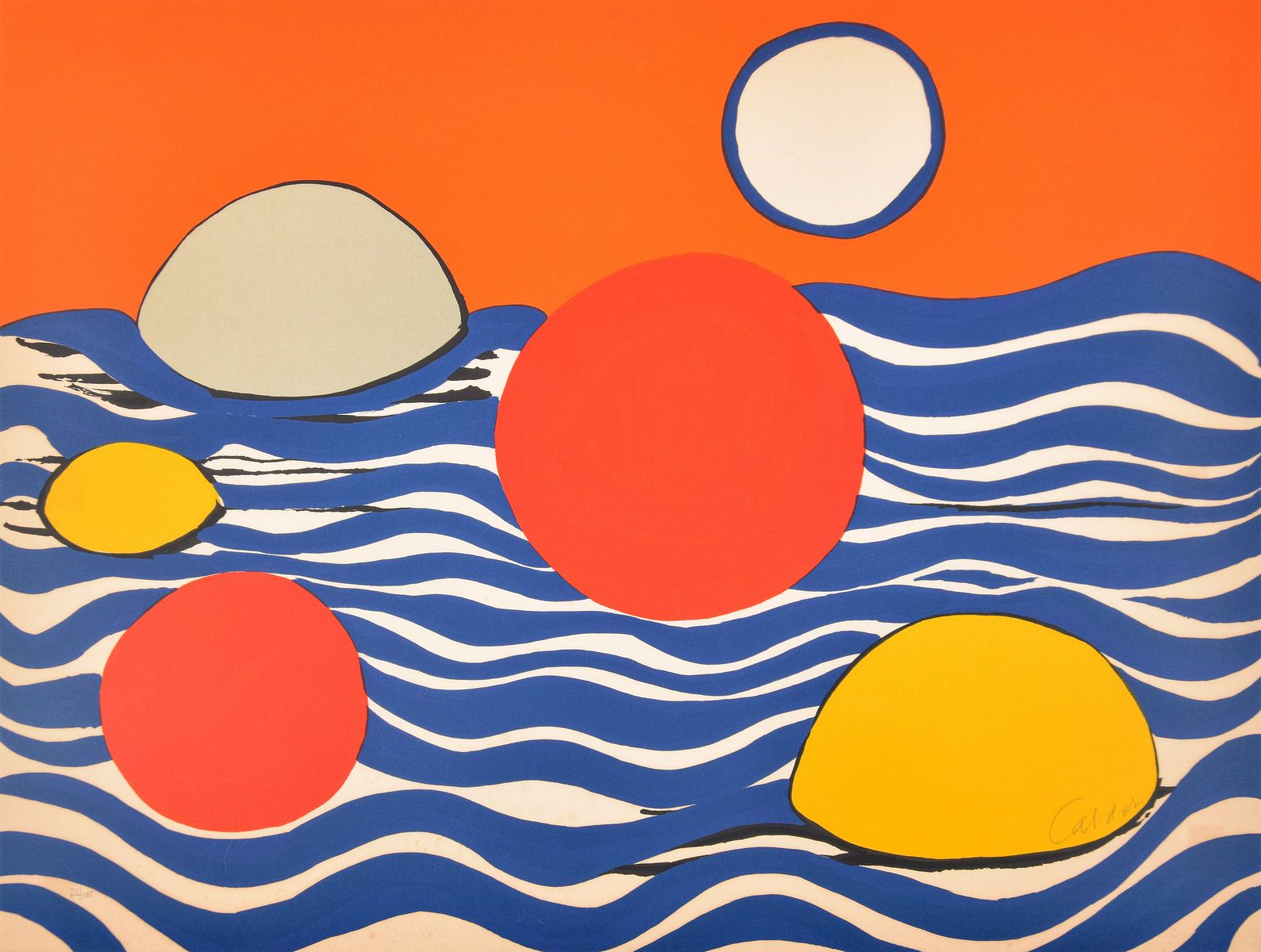 Alexander Calder ORANGE CIEL Lithograph, Signed Edition sold at