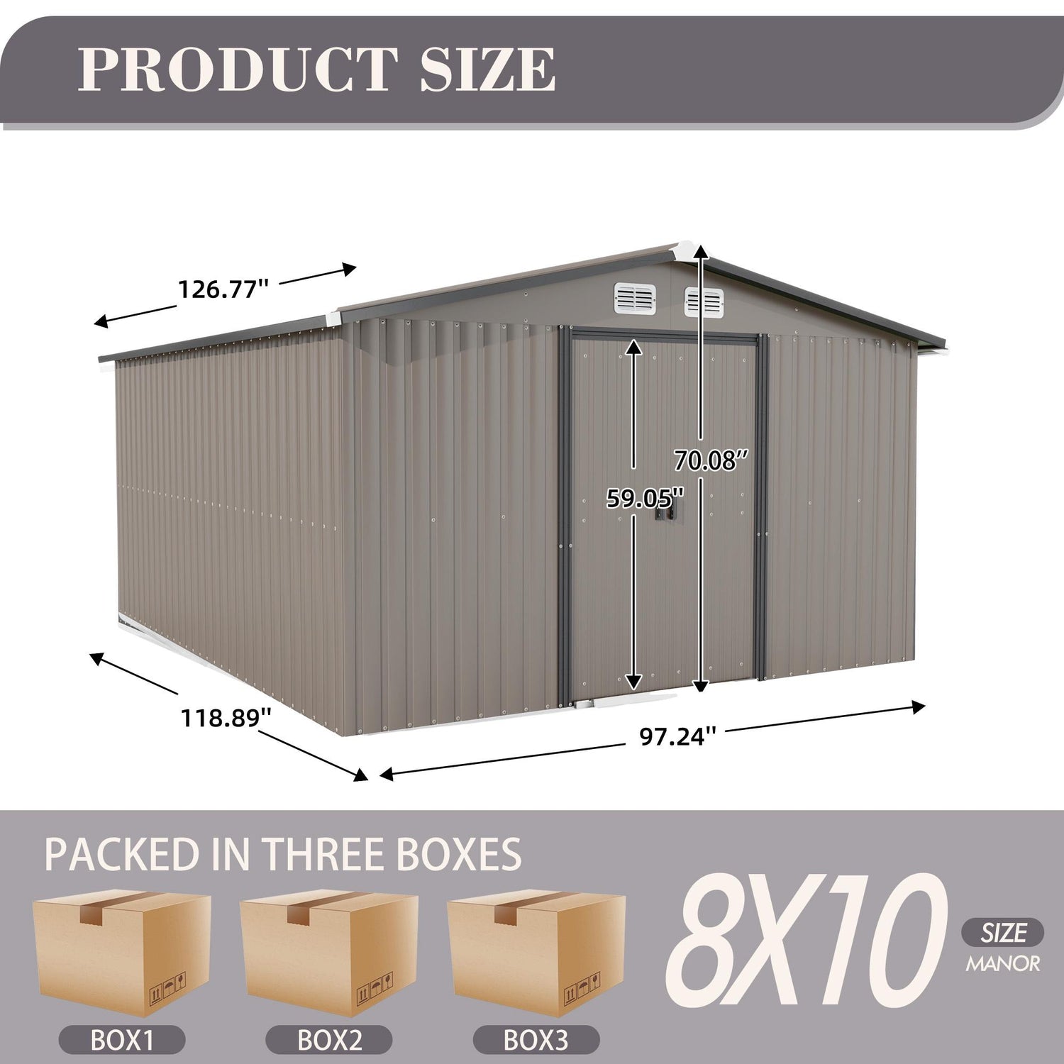 10' x 8' Metal Outdoor Storage Shed, Large Sheds and Outdoor
