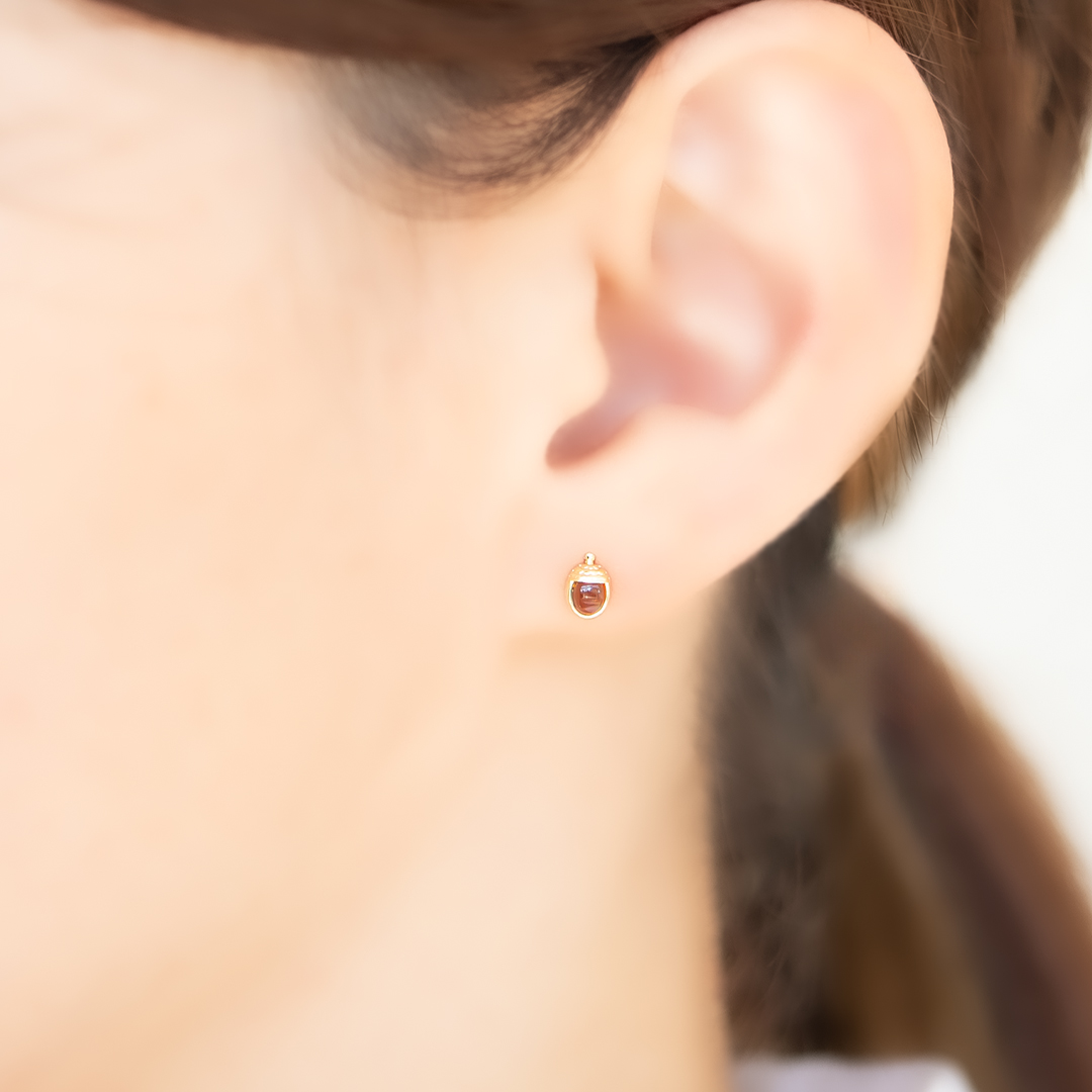 ピアス K10イエローゴールド スモーキークォーツ(JLージュエルー)(秋
