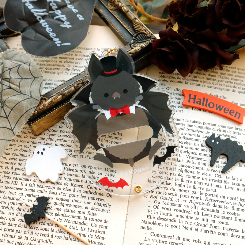 缶バッジアクリルフレーム アニマル ハロウィン ウィッチくろねこ