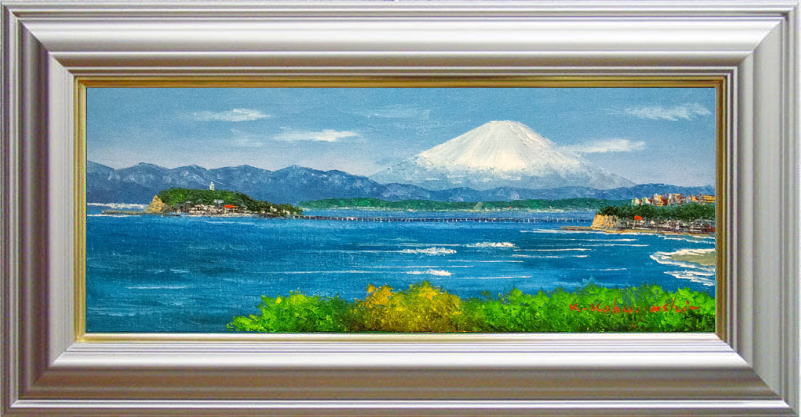 楽天市場】小林幸三 「 富士とコスモス 」 油絵 油彩画 F6 ( 6号