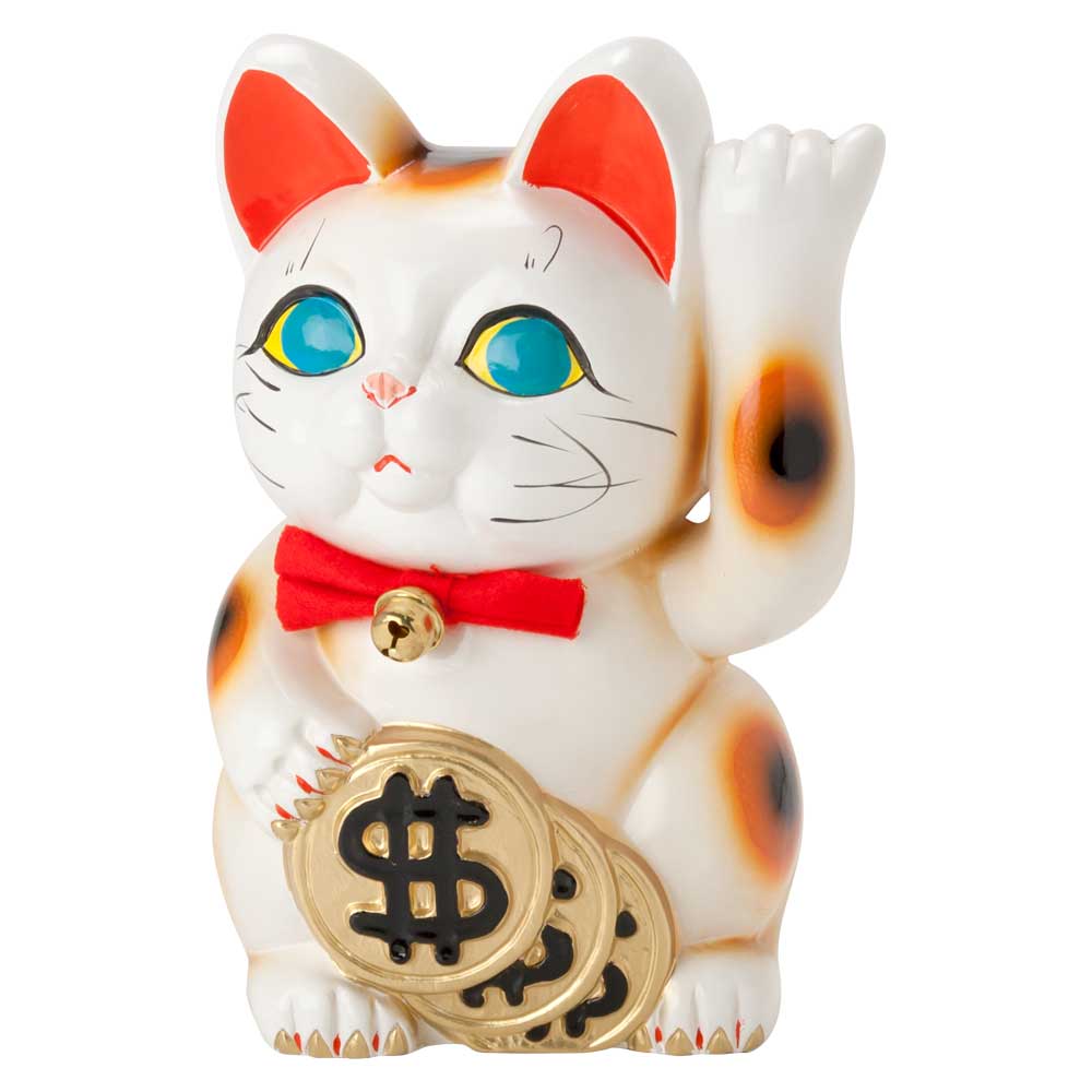 楽天市場】常滑焼 招き猫 5号小判白猫貯金箱 左手上げ (143-63-86