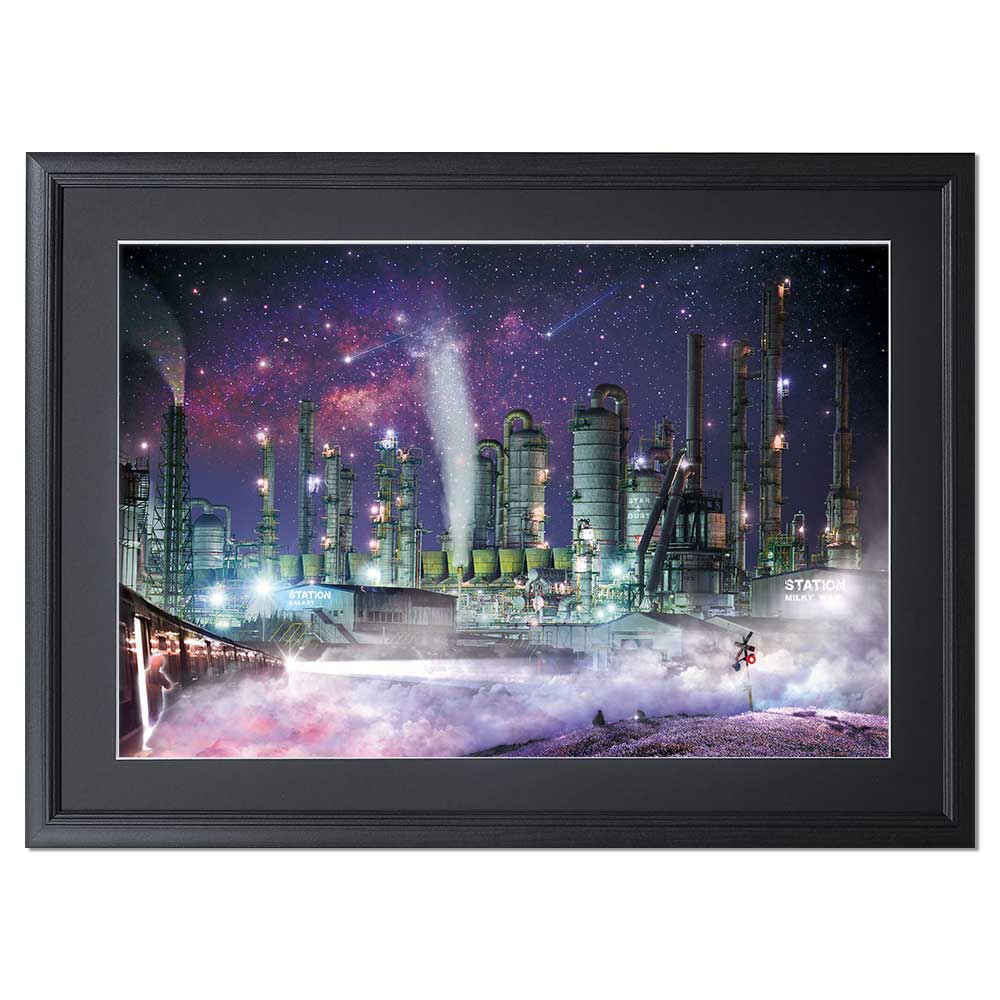 楽天市場】アートポスター「雨夜の夜光都市 百年祭 蒲田」フレーム付き