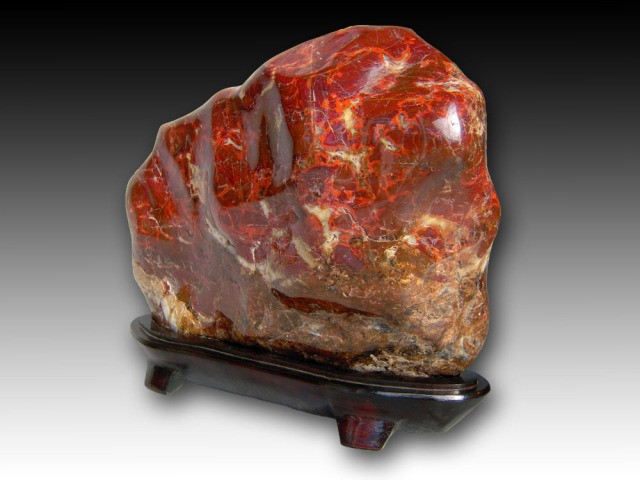 紅加茂石 水石 景石 磨き 鑑賞石 台付き パワーストーン 希少 kaw1701