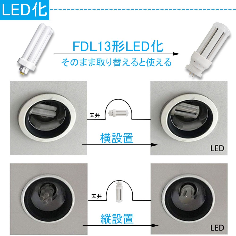 fdl13ex-w コンパクト蛍光灯 led化 fdl13ex led交換 3波長形白色 日立
